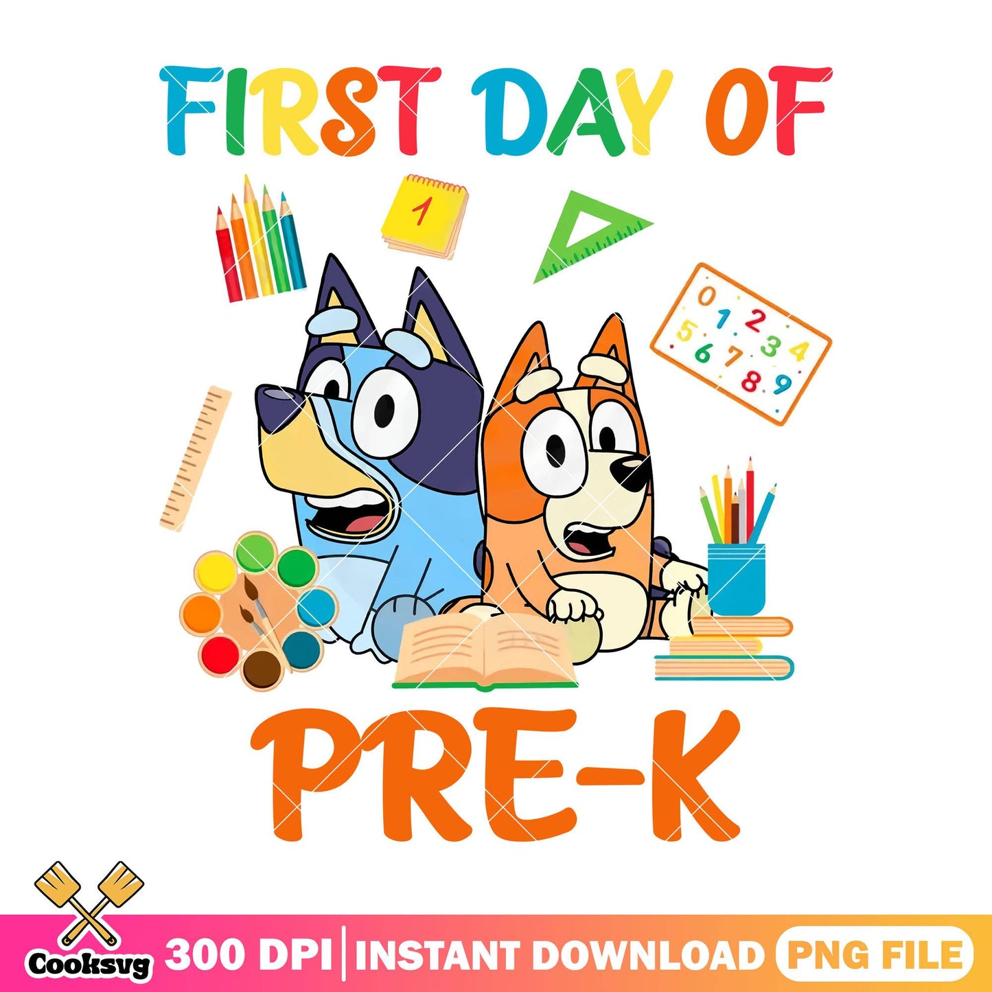 Design bingo bluey png, happy back to school png, pre-k school png