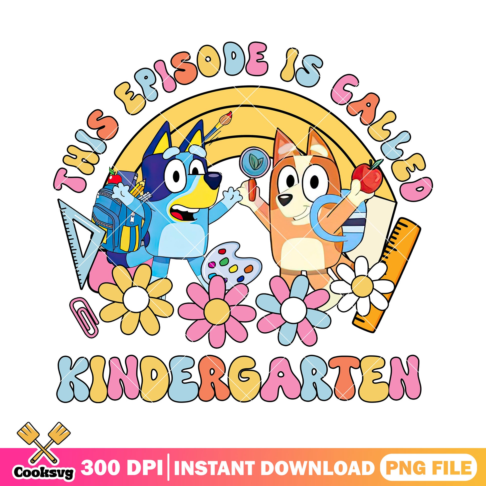 Design bluey và bingo png, kindergarten png, back to school png
