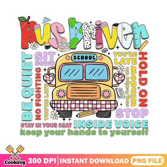 Design bus driver png, school bus png, back to school art png