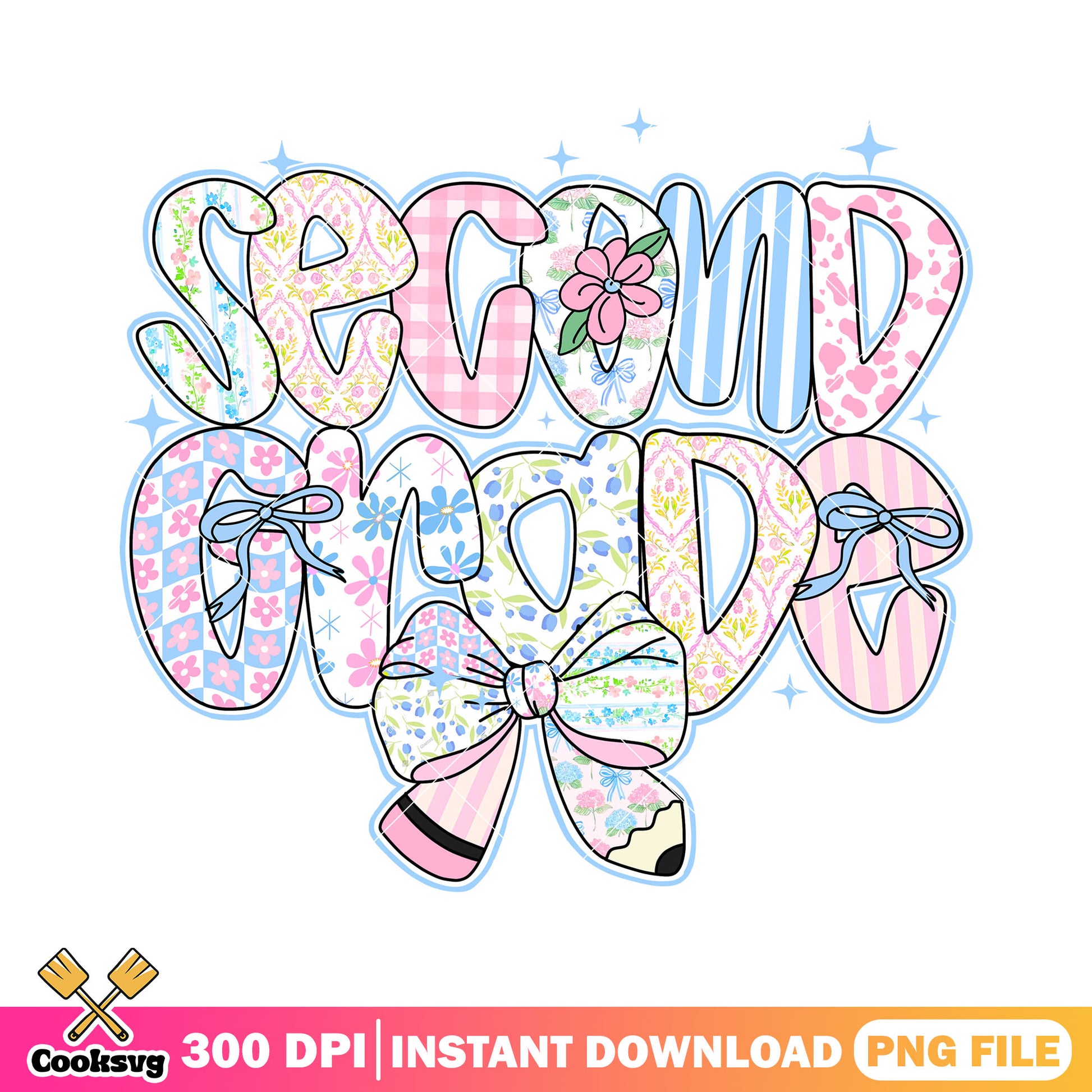 Design file second grade png, colors font png, back to school logo png