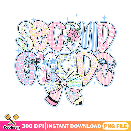 Design file second grade png, colors font png, back to school logo png
