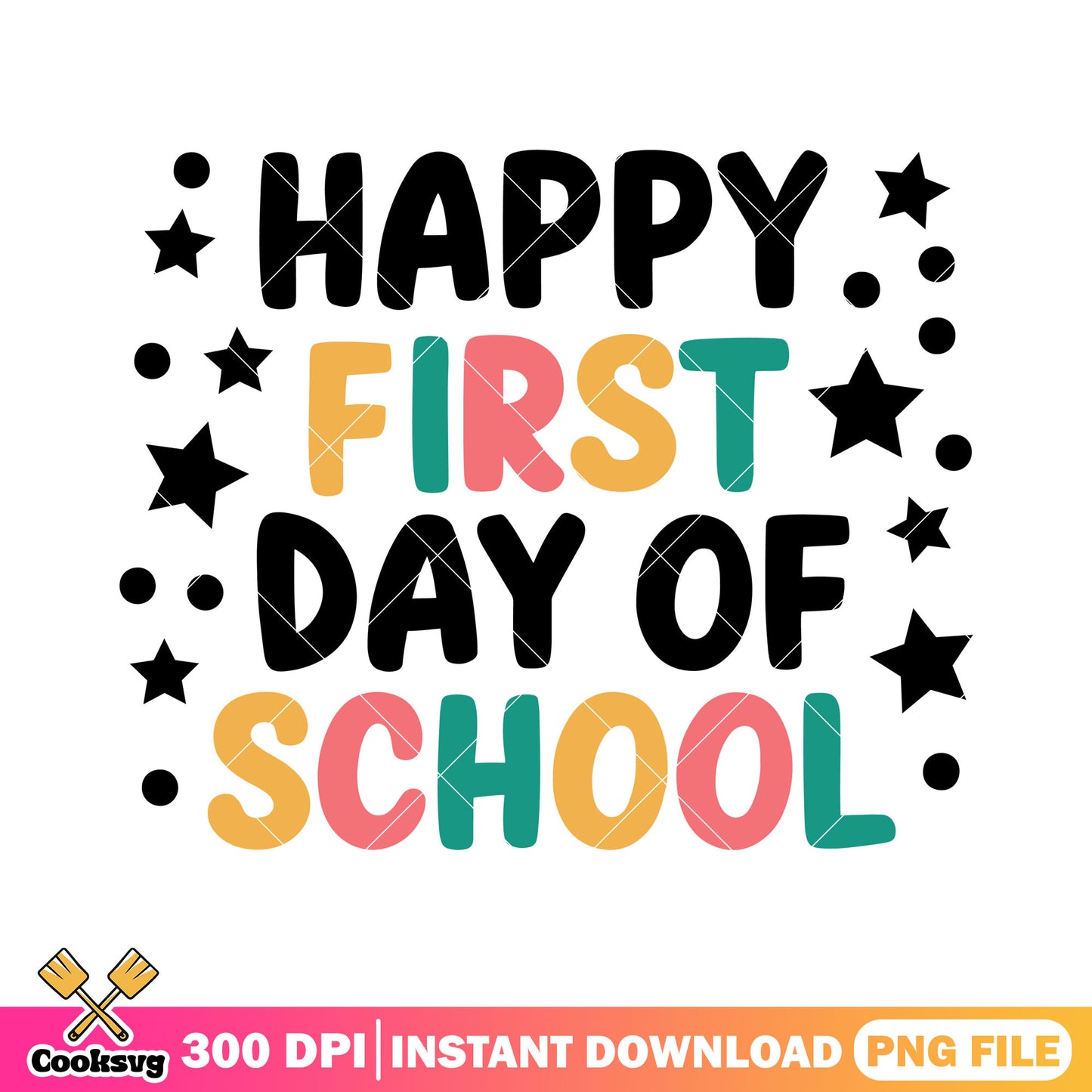 Design first school png, back to school poster png, font art png
