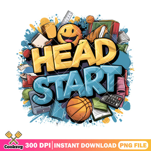 Design head start png, cute poster png, welcome back to school png
