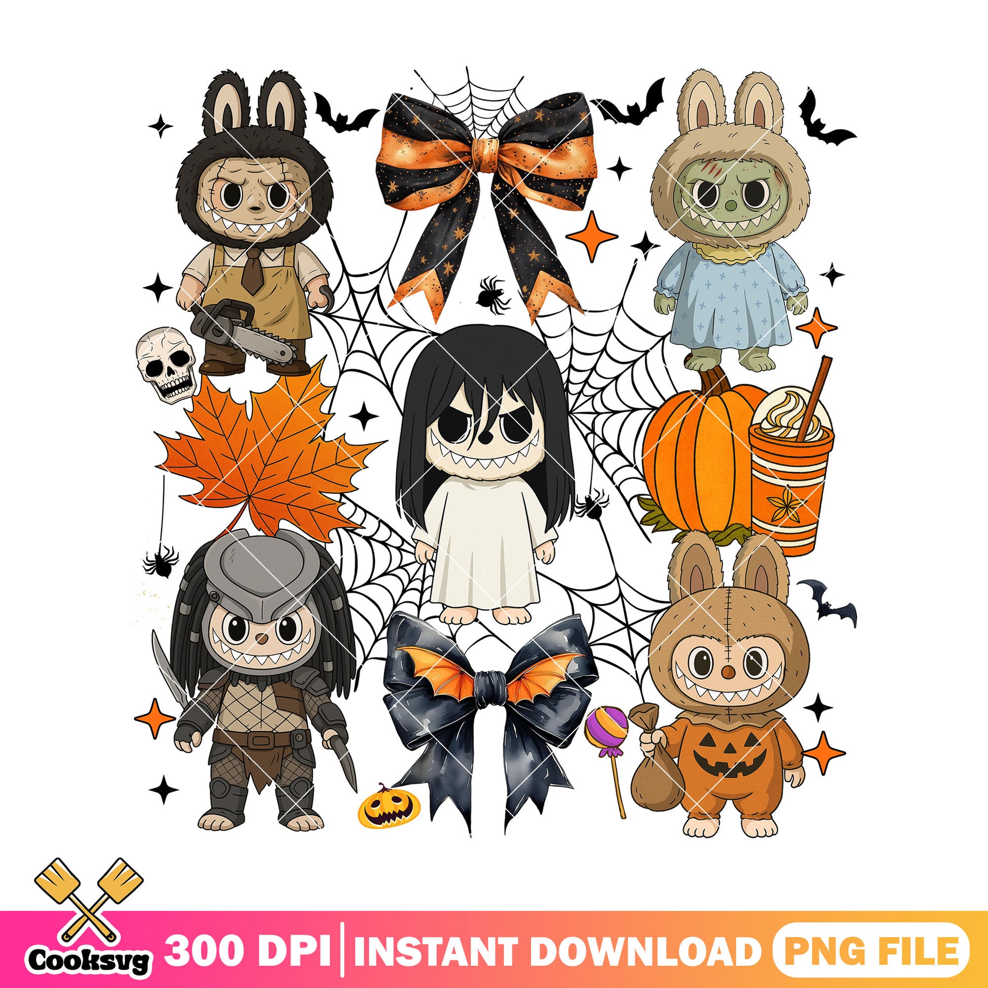 Design horror labubu halloween png, labubu cute png, scary halloween png
