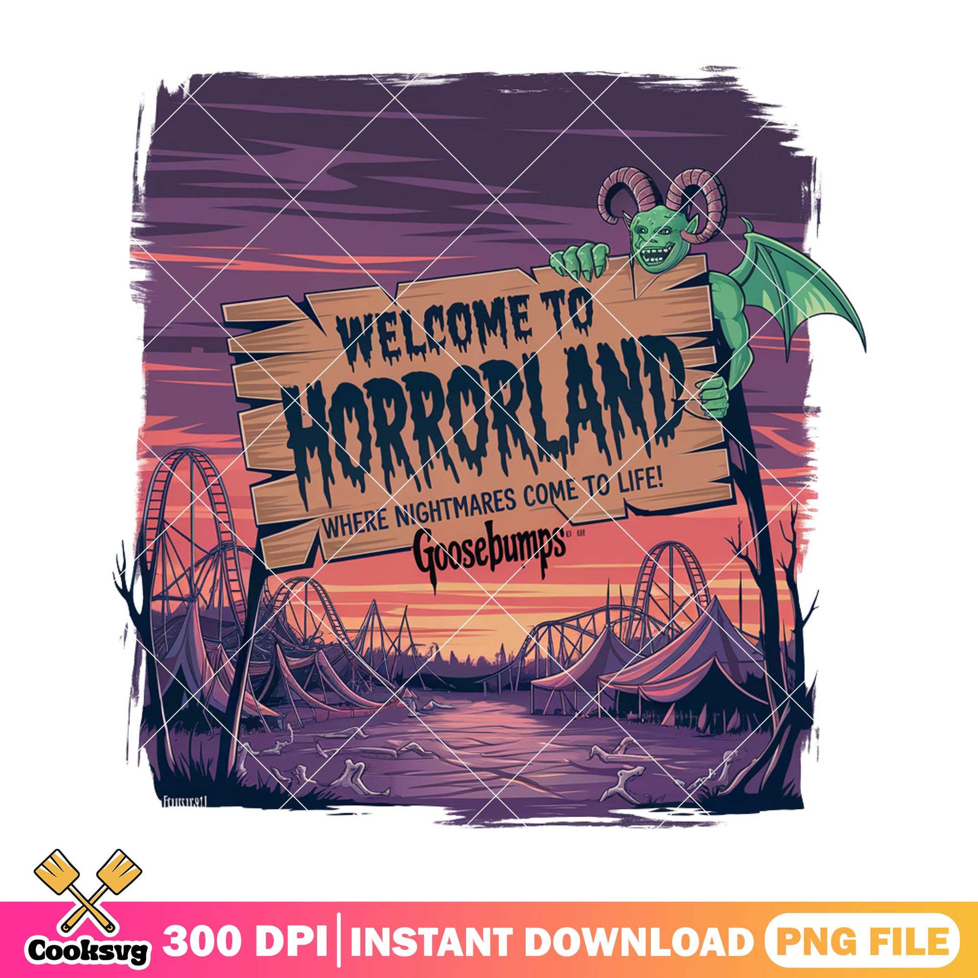 Design horrorland file png, happy halloween png, halloween scary png