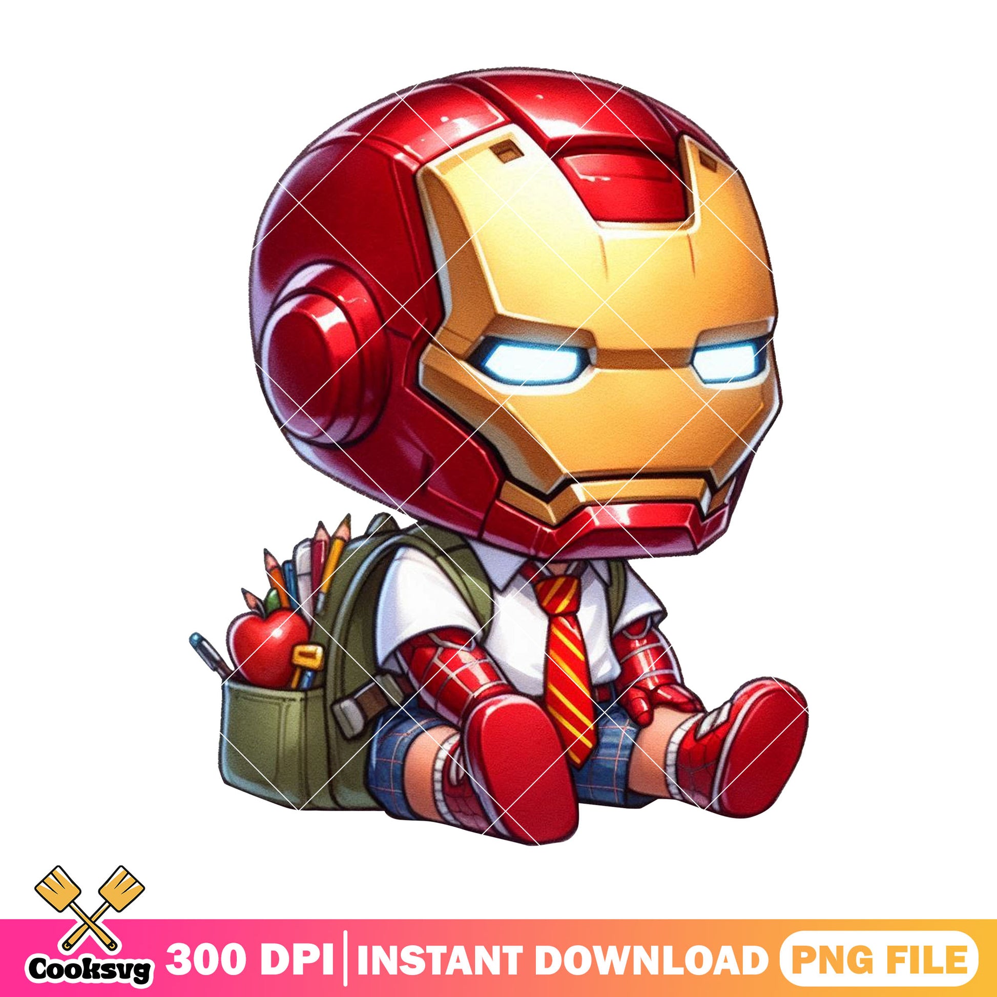 Design iron man loves school png, marvel comic png, back to school png