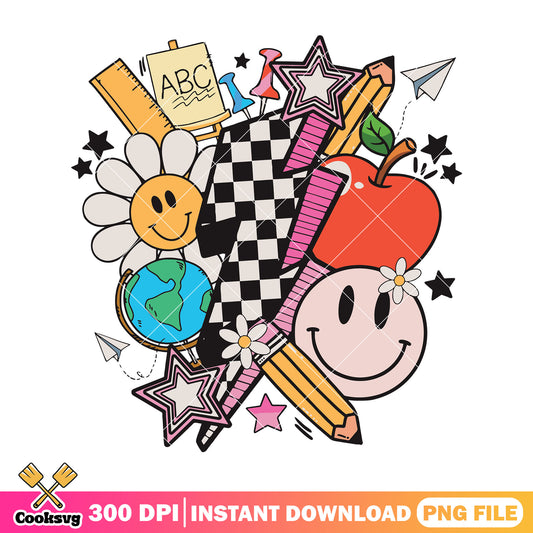 Design lightning icon png, back to school day png, supplies art png
