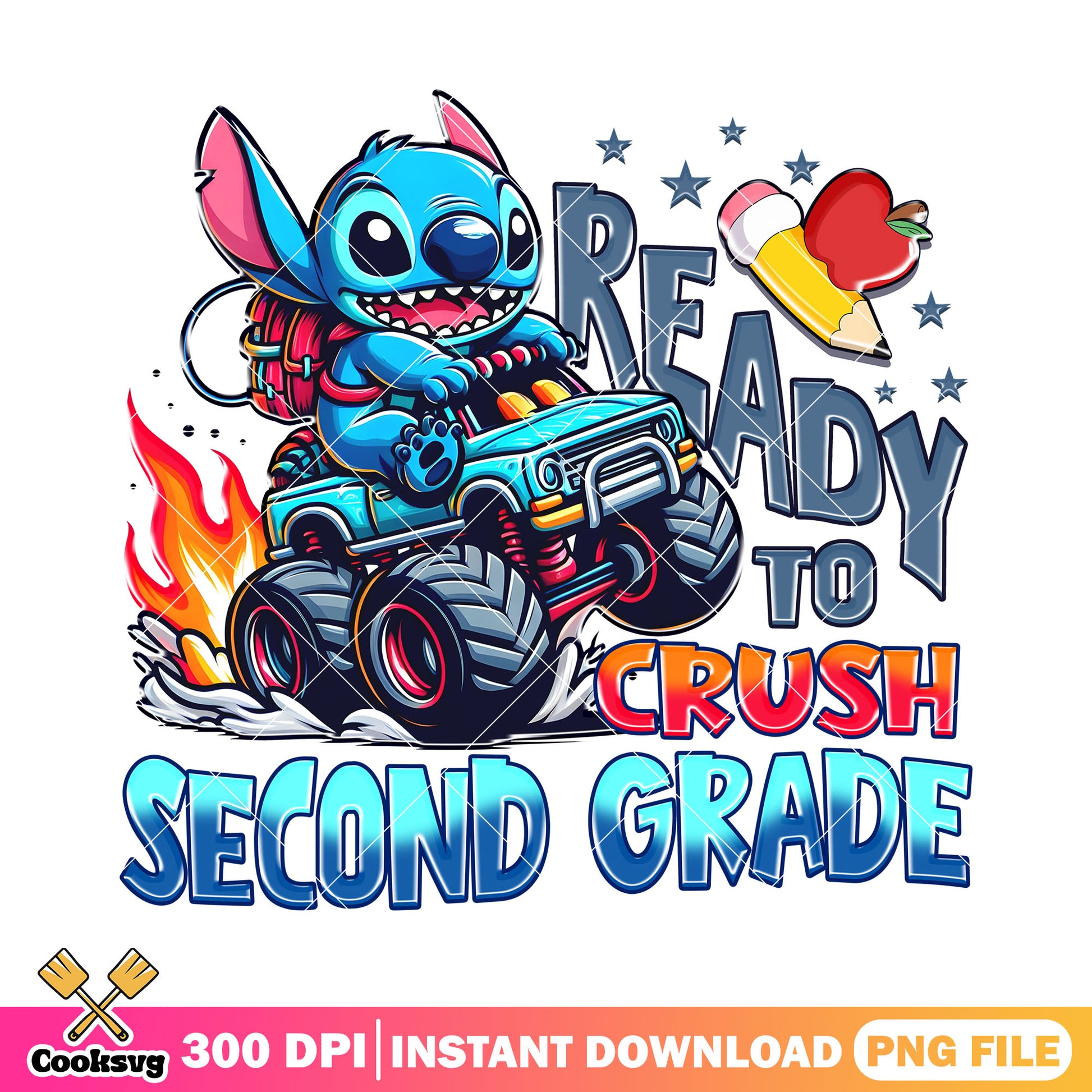 Design ready to second grade file png, stitch png, back to school png