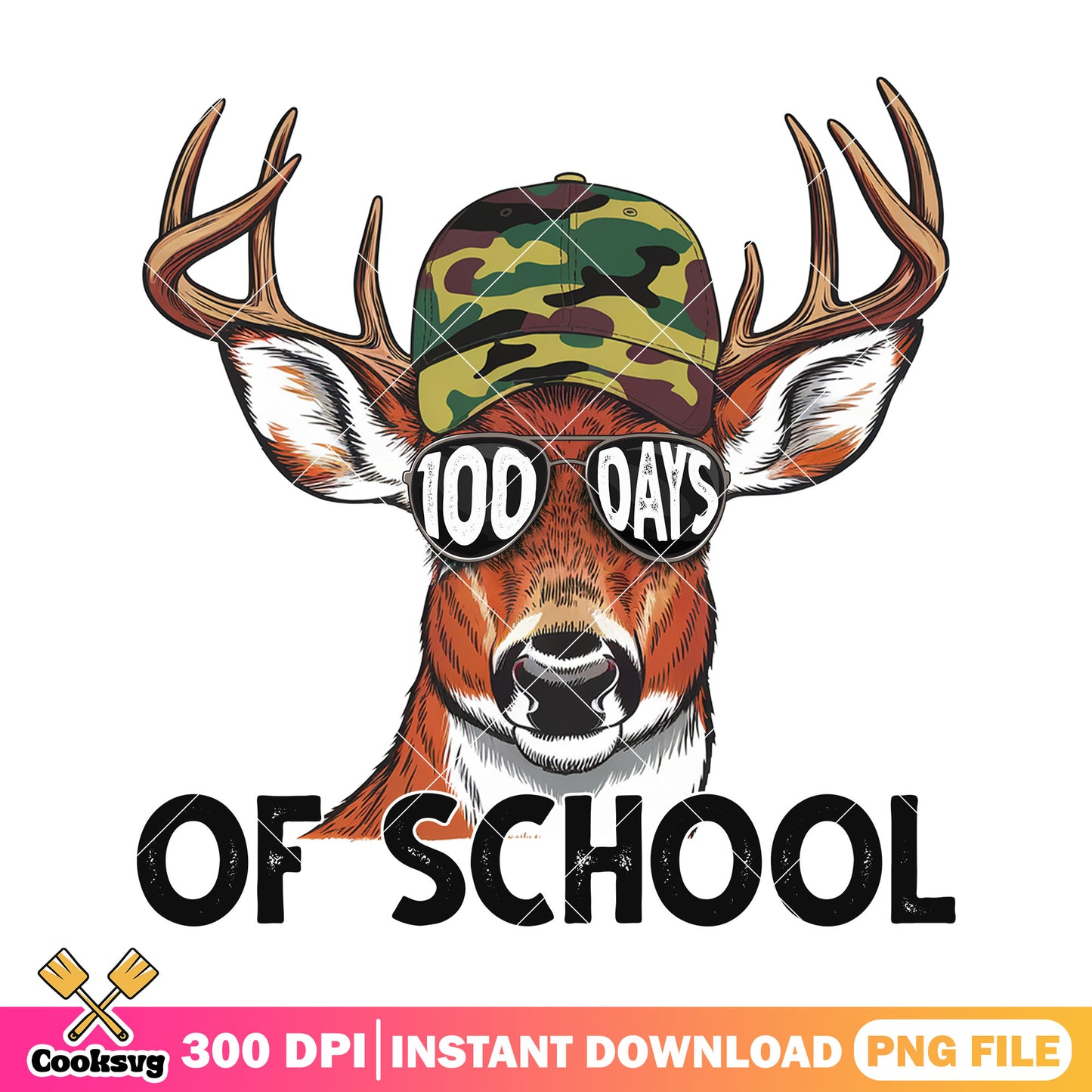 Design school 100 days png, going back to school png, deer animal png