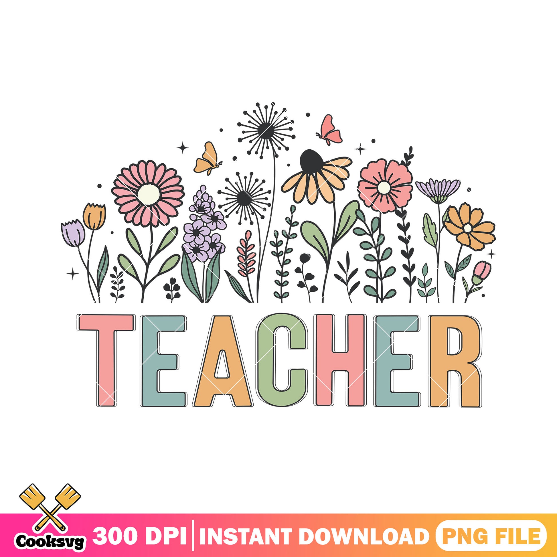 Design teacher flower png, flowers png, back to school decor png