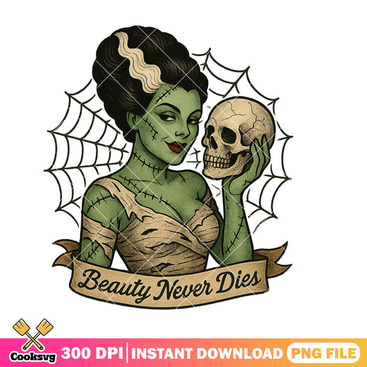 Design zombie beauty skull png, horror beauty png, scary beauty png
