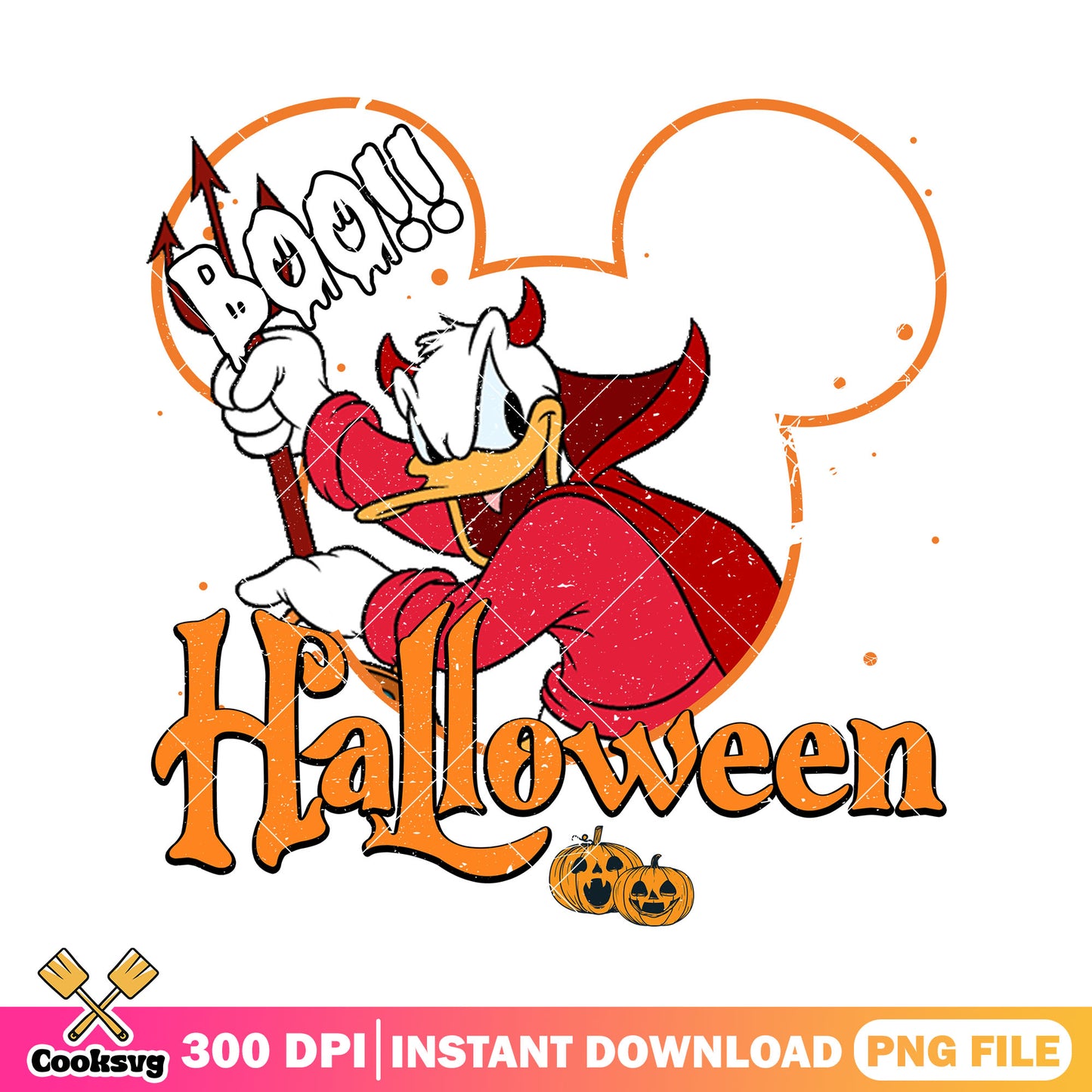 Devil costume donald png, donald happy png, halloween font png