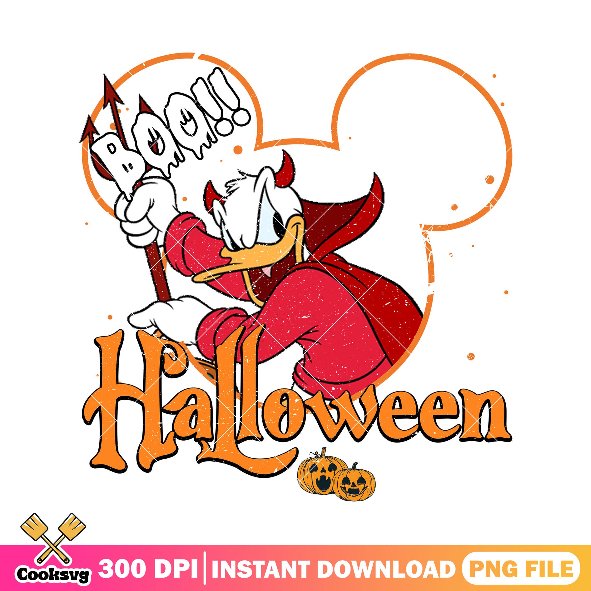 Devil costume donald png, donald happy png, halloween font png