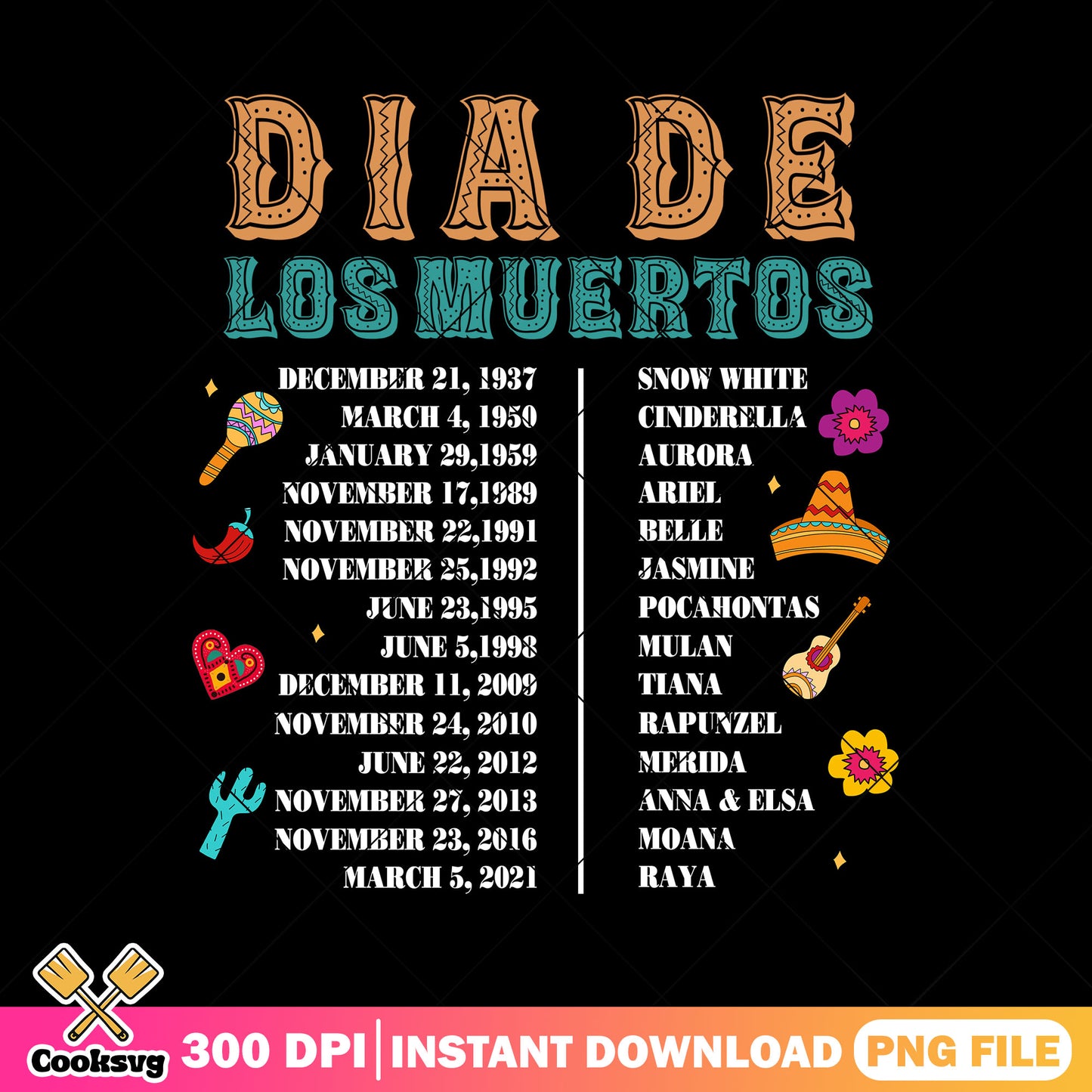 Dia de los muertos art png, disney art png, scary disney png