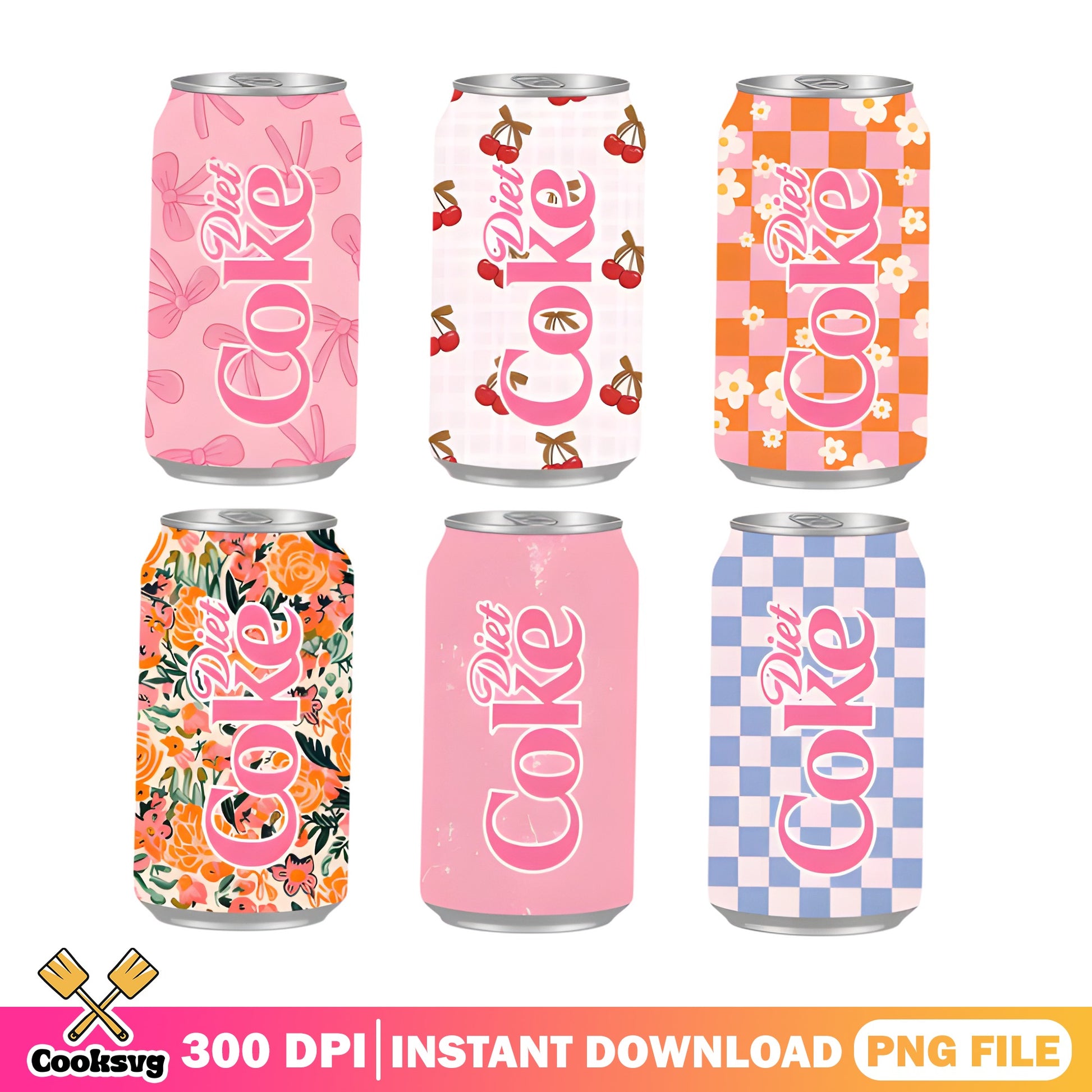 Diet Coke Can Bundle PNG, Soda Can Clipart, Retro Coke PNG