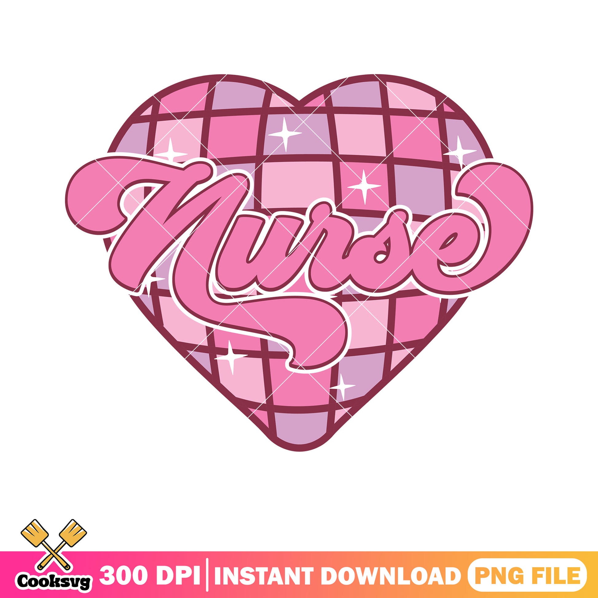 Disco heart nurse valentine png, valentine love png, valentine heart png