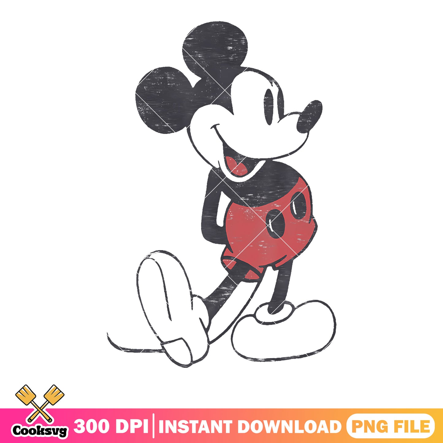 Disney Mickey vintage portrait png, spooky disney png, mickey mouse png