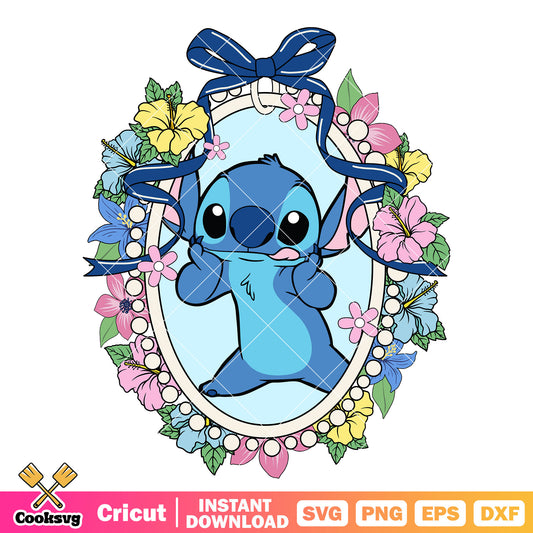 Disney Mirror Flower and Stitch PNG, Disney Stitch PNG, Disney Magic Mirror PNG