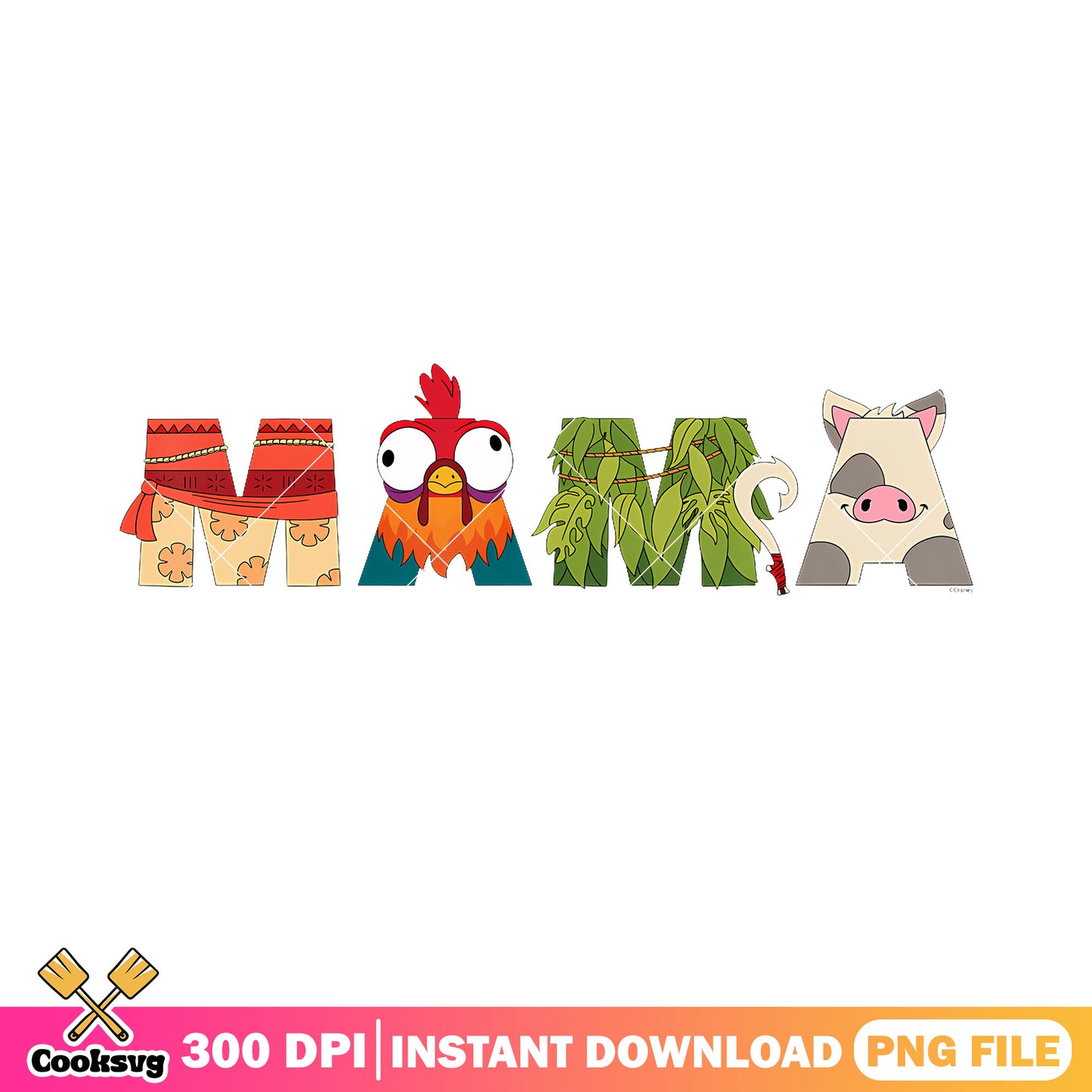 Disney Moana Letters Mama Birthday Gift png, moana 2 png, disney png