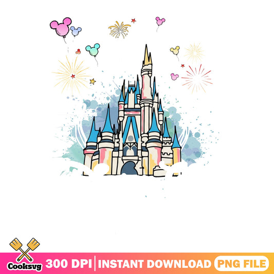 Disney Castle Watercolor PNG, Magic Kingdom PNG, Disney Trip PNG