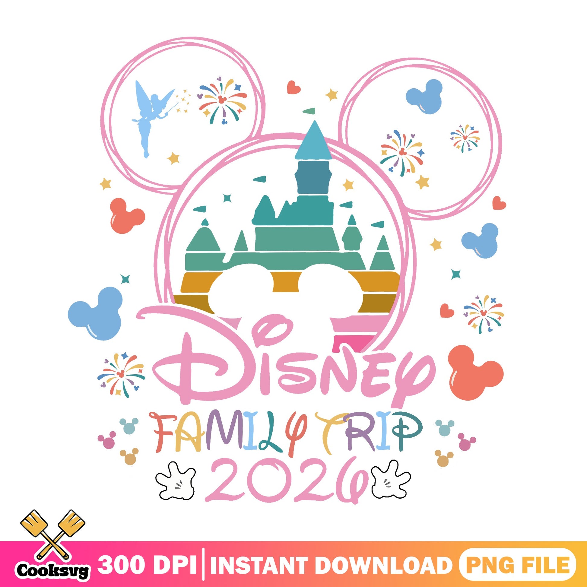 Disney Family Trip 2026 PNG, Mickey Castle PNG, Disney PNG