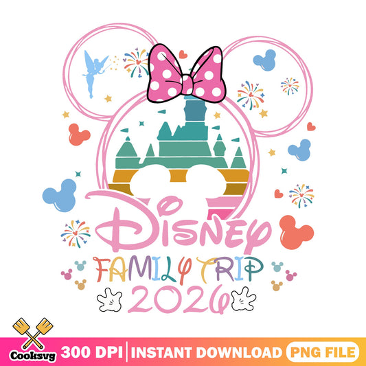Disney Family Trip 2026 PNG, Minnie Mouse Castle PNG, Disney PNG