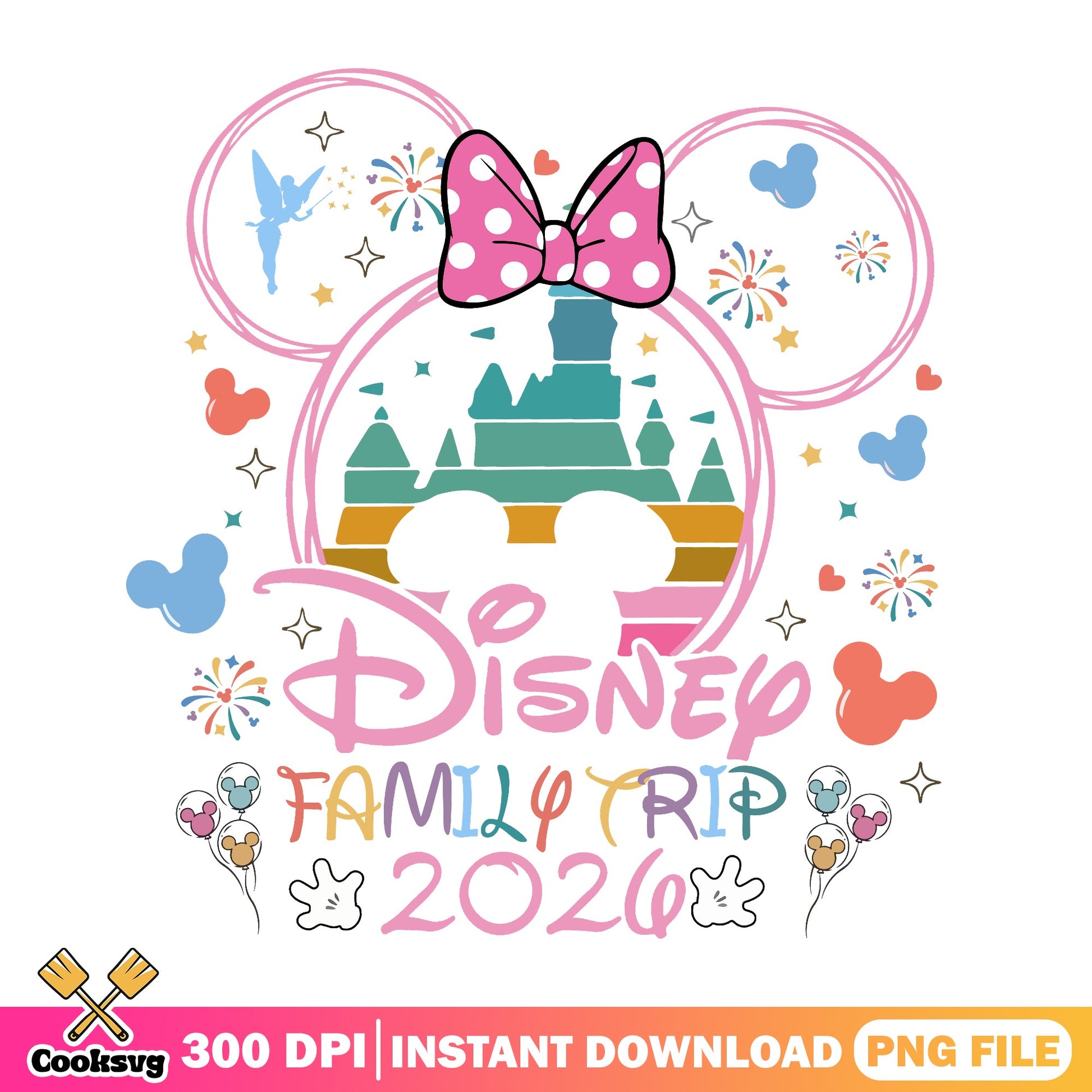 Disney Family Trip 2026 PNG, Minnie Mouse Castle PNG, Disney Vacation PNG