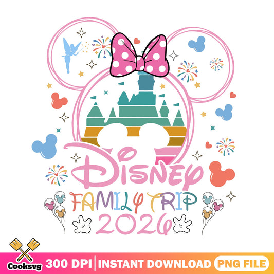 Disney Family Trip 2026 PNG, Minnie Mouse Castle PNG, Disney Vacation PNG
