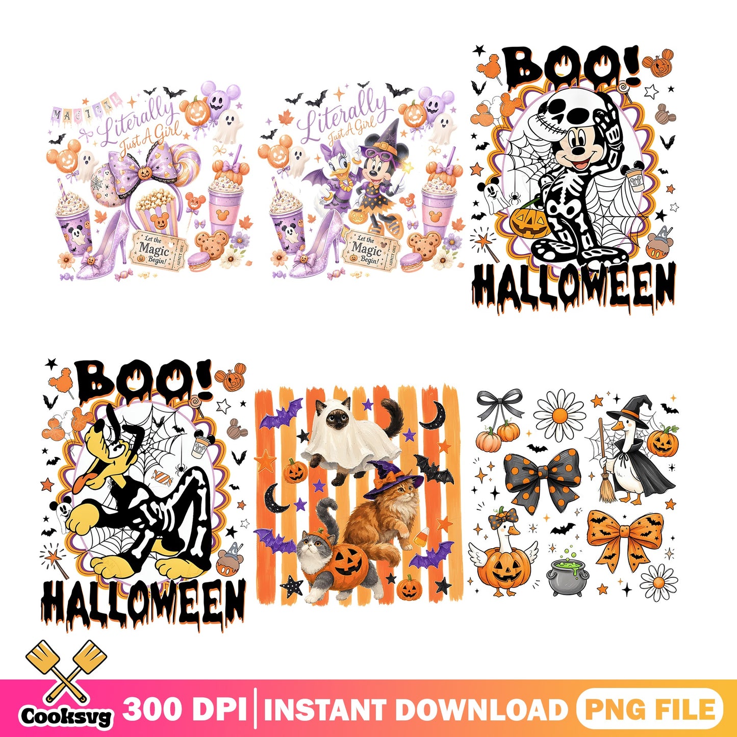 Disney Halloween PNG Bundle, Mickey Minnie Boo PNG, Halloween PNG