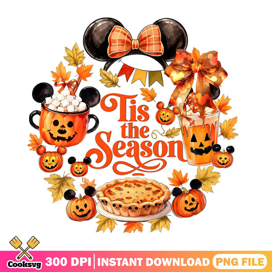 Disney Halloween Tis The Season PNG, Mickey Minnie PNG, Fall PNG