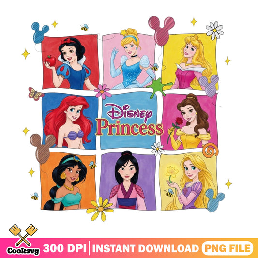 Disney Princess Bundle PNG, Cinderella Ariel Belle PNG, Disney Girls PNG