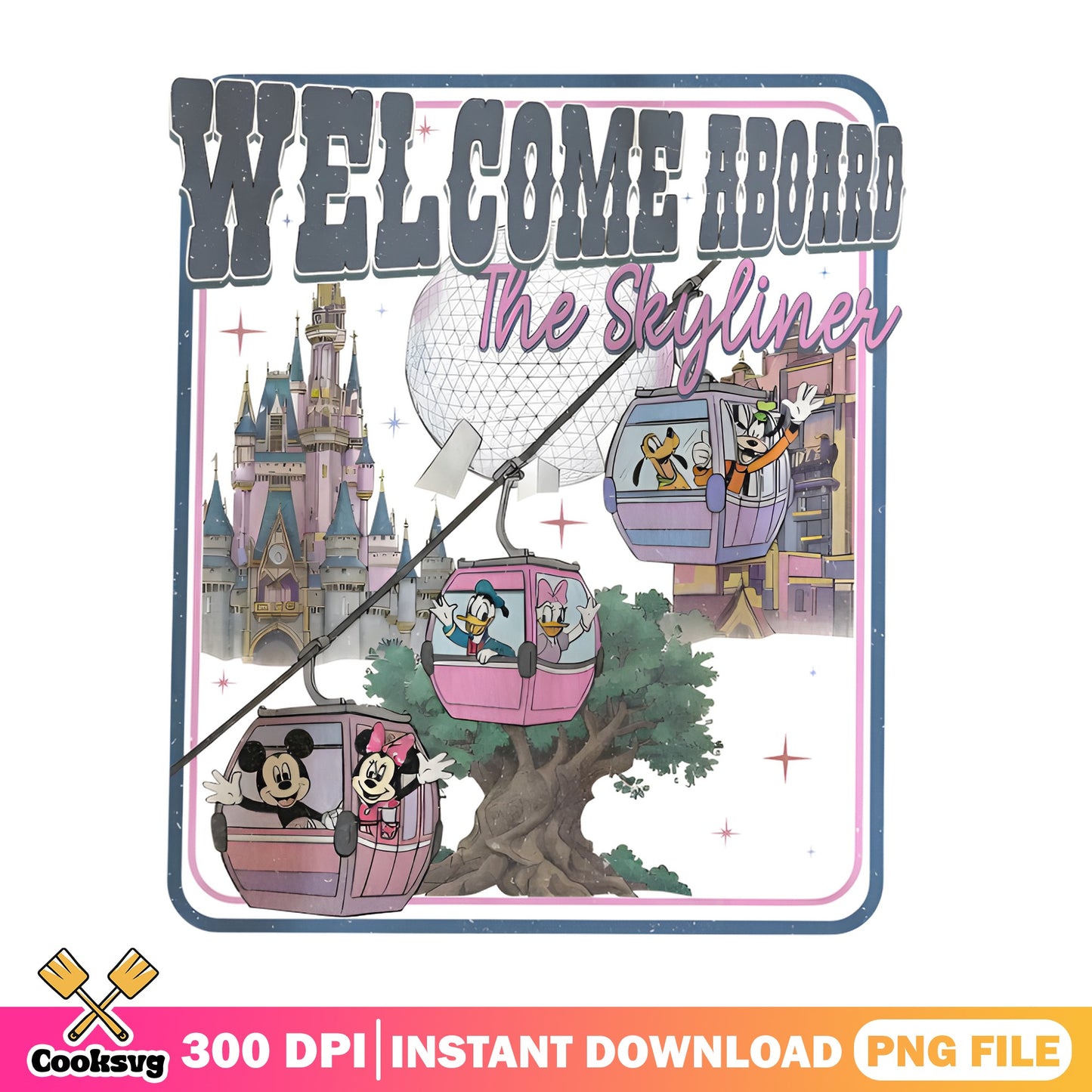 Disney Skyliner Welcome Aboard PNG, Mickey And Friends PNG, Disney World PNG