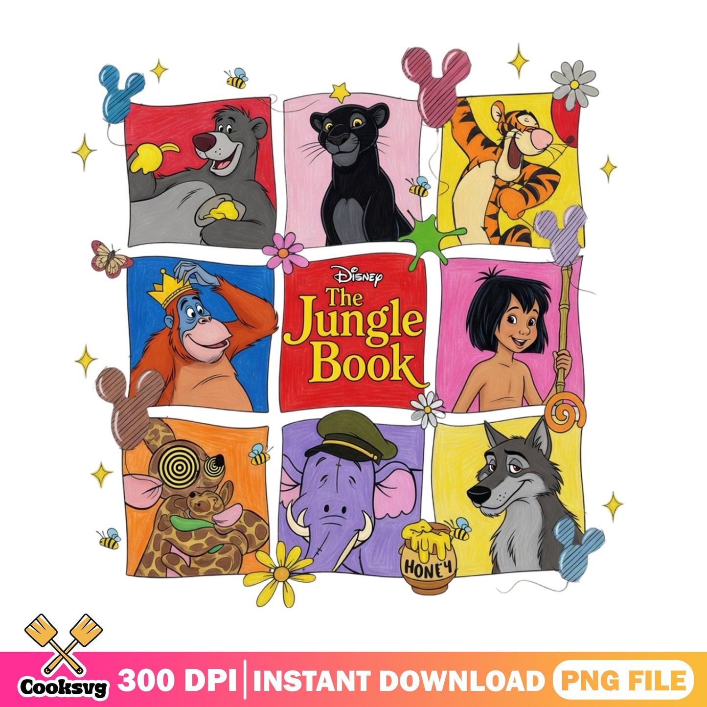 Disney The Jungle Book Characters PNG Bundle, Mowgli PNG, Disney PNG
