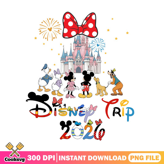 Disney Trip 2026 PNG, Mickey And Friends Castle PNG, Disney Family PNG