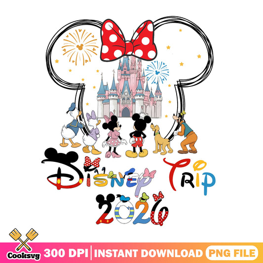 Disney Trip 2026 PNG, Mickey And Friends Castle PNG, Family Vacation PNG