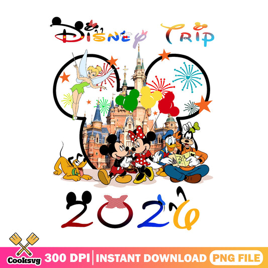 Disney Trip 2026 PNG, Mickey And Friends Castle PNG, Vacation PNG