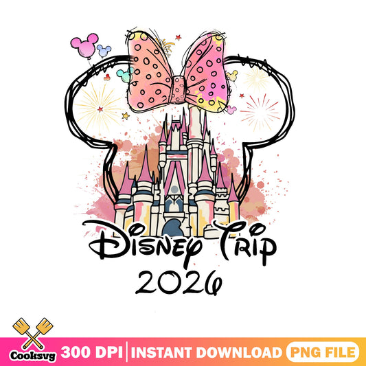 Disney Trip 2026 PNG, Minnie Mouse Castle PNG, Disney Family PNG