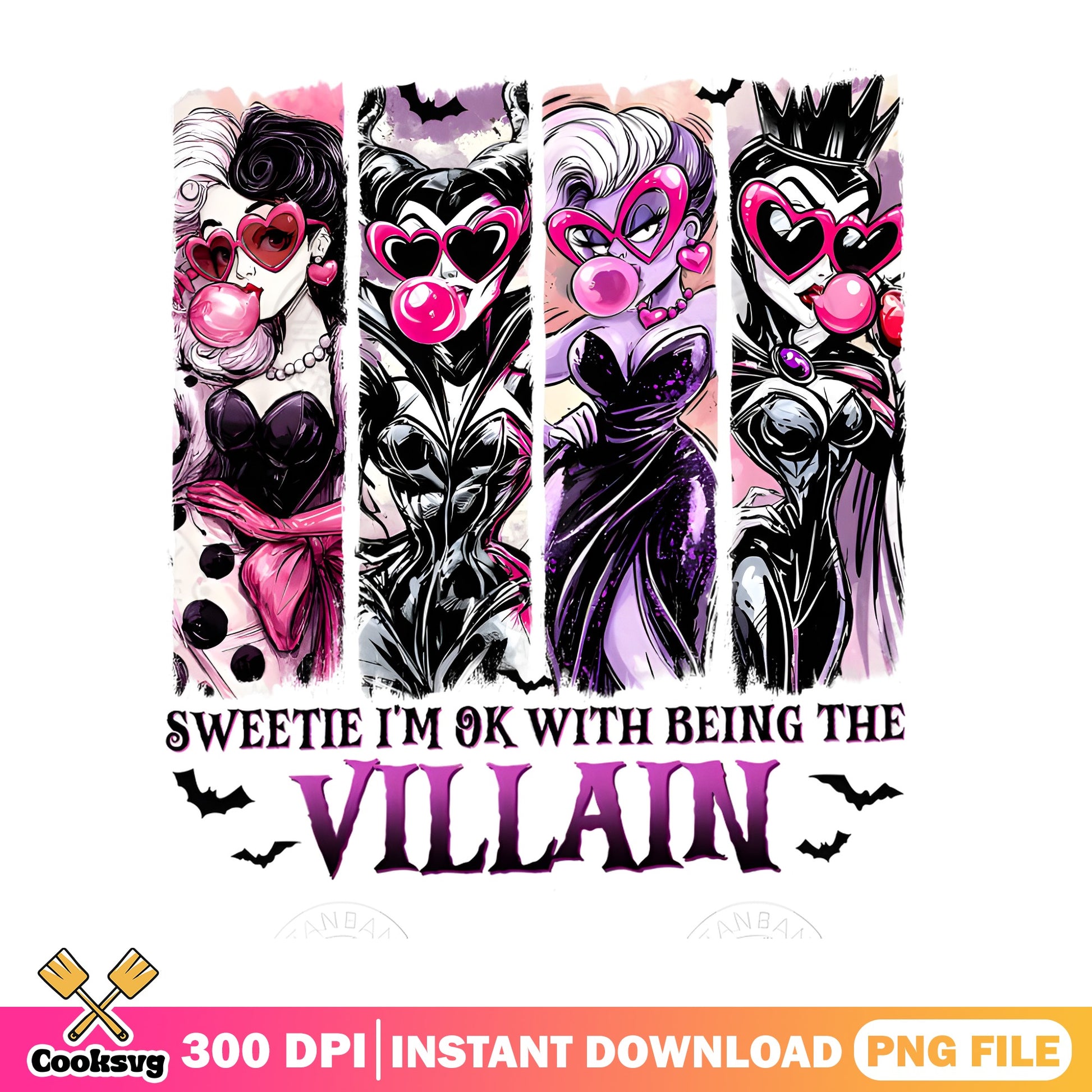 Disney Villains Bubblegum PNG, Maleficent Ursula PNG, Halloween PNG