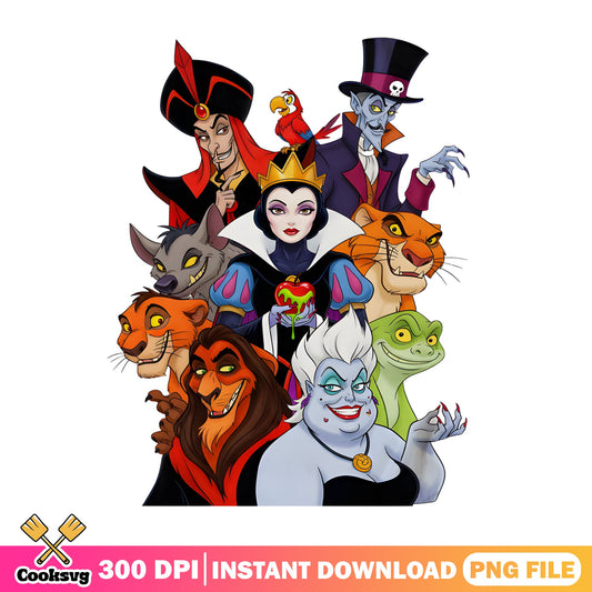 Disney Villains Bundle PNG, Evil Queen Ursula Scar PNG, Halloween PNG