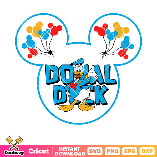 Disney ballons donald duck svg, disney duck svg, disney donald svg