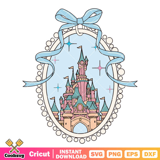 Disney castle and mirror blue svg, disney magic mirror​ svg