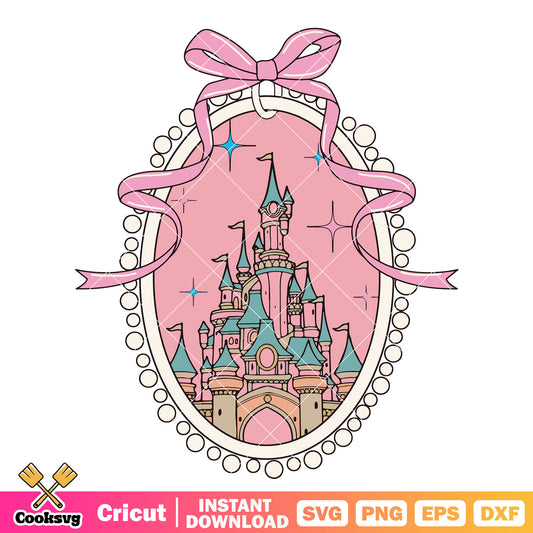 Disney castle and mirror pink svg, disney magic mirror​ svg