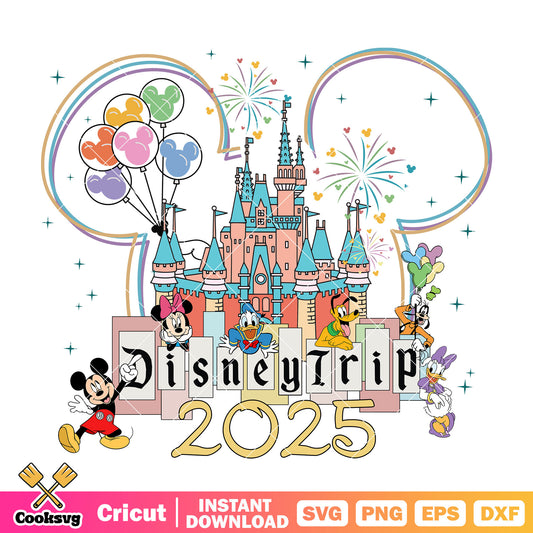 Disney castle mickey trip 2025 png, disney trips 2025​ png