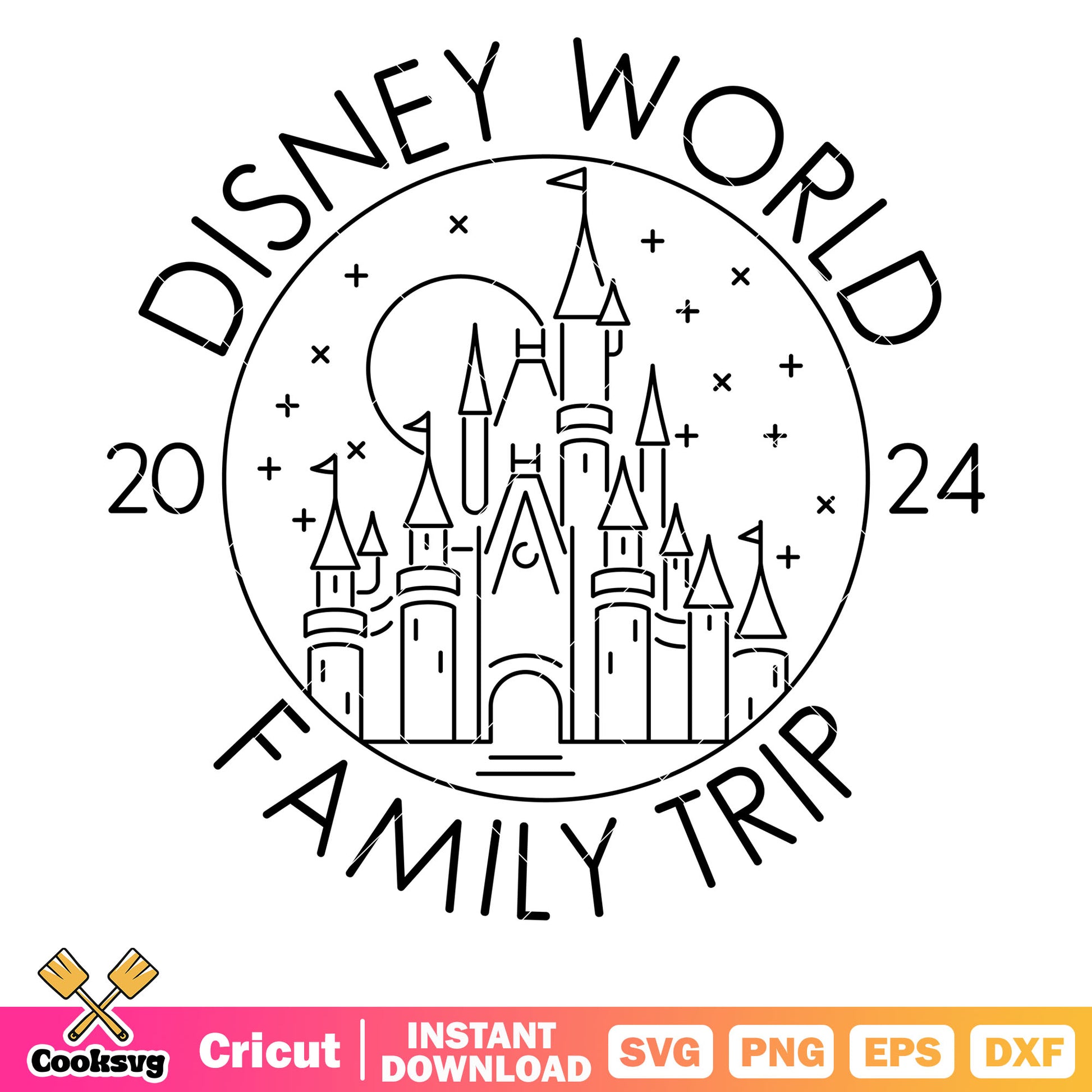 Disney castle world family trip 2024 svg, disney world castle​ svg