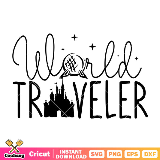 Disney castle world traveler svg, disney castle svg, disney world svg