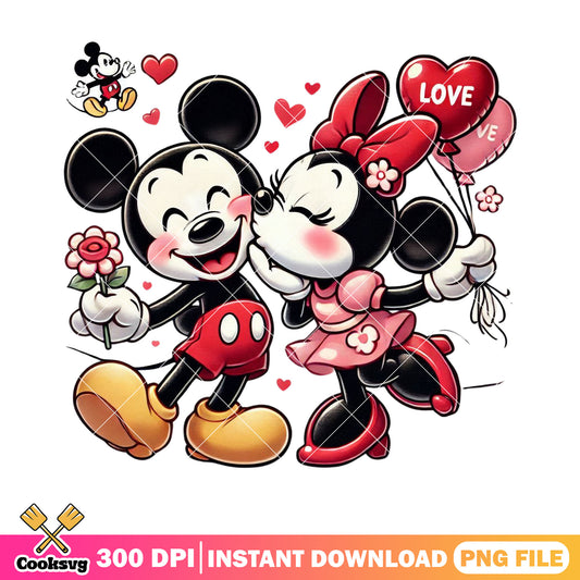 Disney couple valentine png, mickey and friends png, disney valentine png