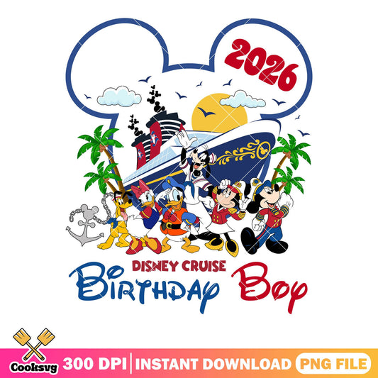 Disney cruise birthday boy png, mickey and friends png, disney cruise png