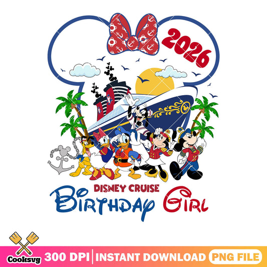 Disney cruise birthday girl png, mickey and friends png, cruise travel png
