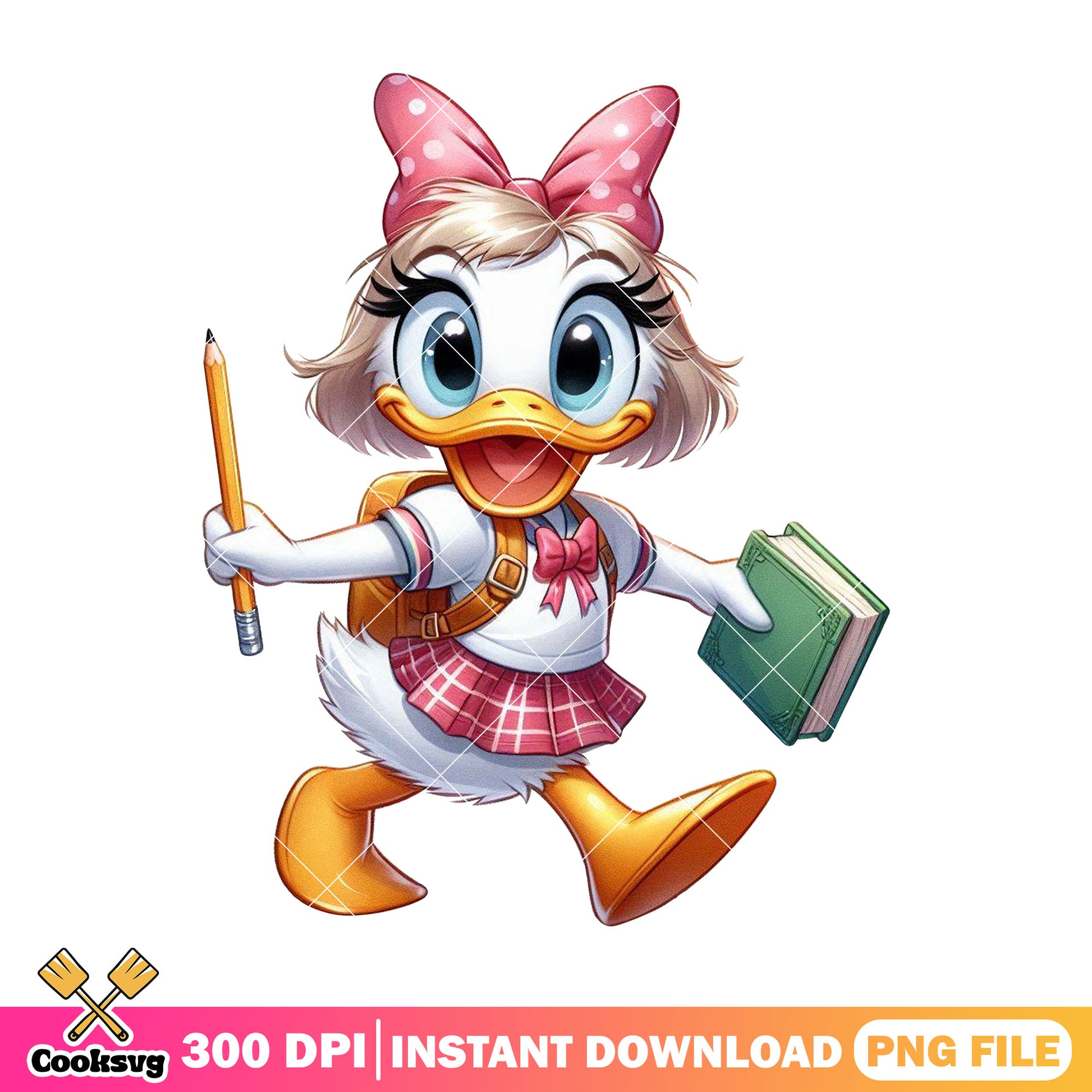 Disney daisy happy png, disney art png, i want back to school png