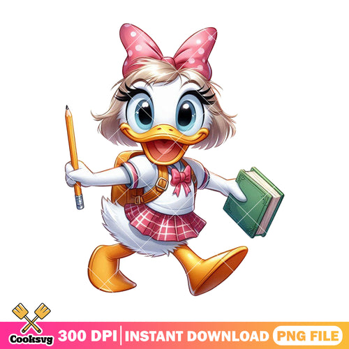 Disney daisy happy png, disney art png, i want back to school png